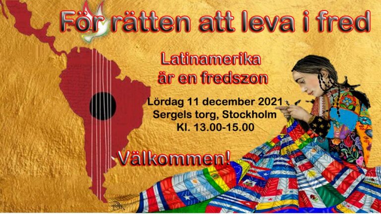 För rätten att leva i fred – manifestation lördagen 11 december i centrala Stockholm! Kom!