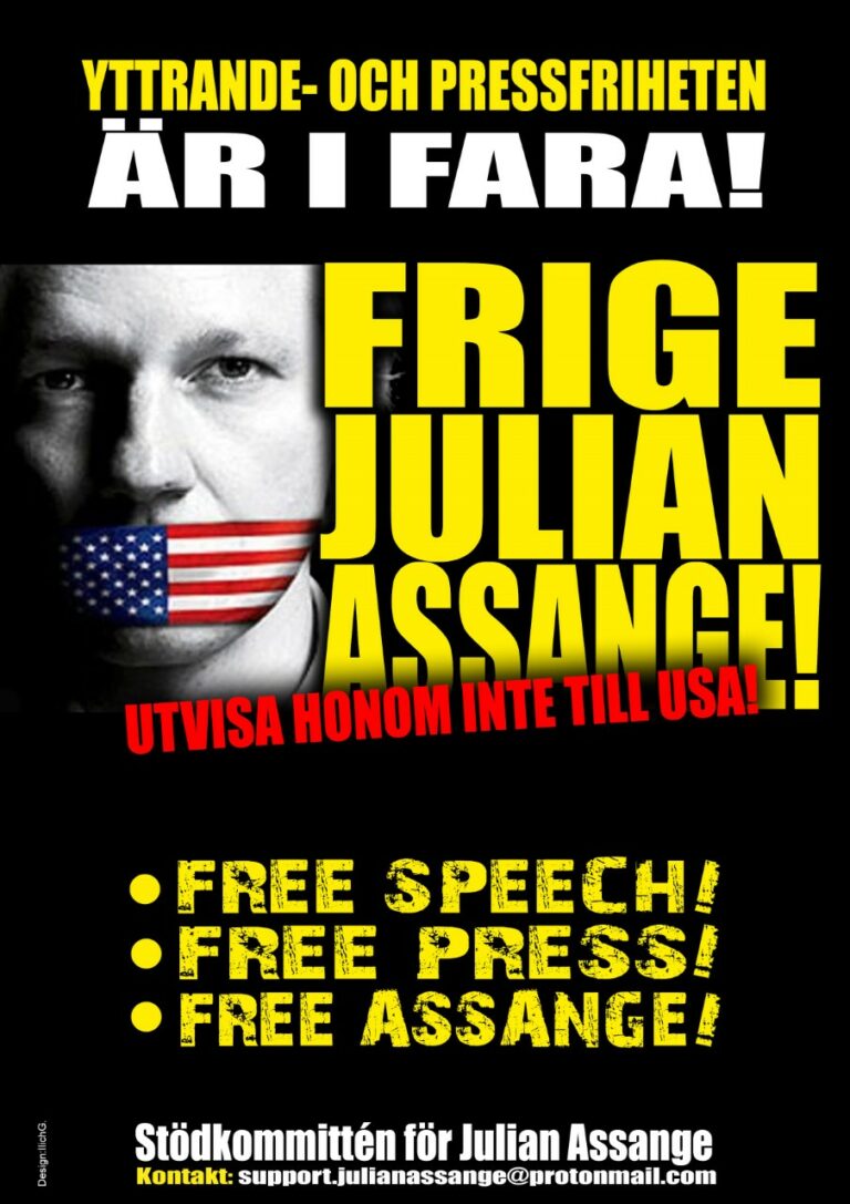 Frige Julian Assange! Manifestationer vid ambassader i Stockholm!