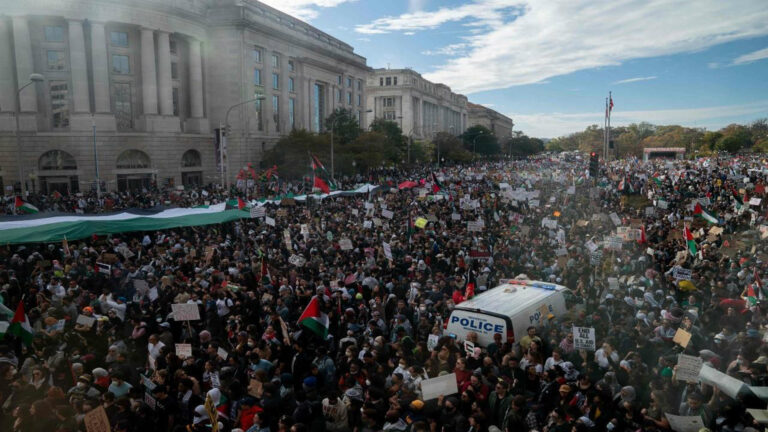 300 000 i propalestinsk demonstration i USA:s huvudstad Washington